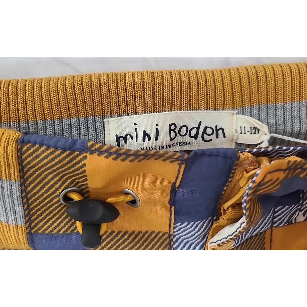 Mini Boden Snow Ski Pants Kid's 11-12Y Gold Yellow Gray White Plaid Insulated - Picture 4 of 7